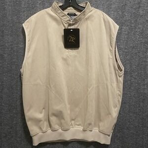 NEW Zero Restriction Golf Vest Mens Large Tan Microsuede Windbreaker Pullover